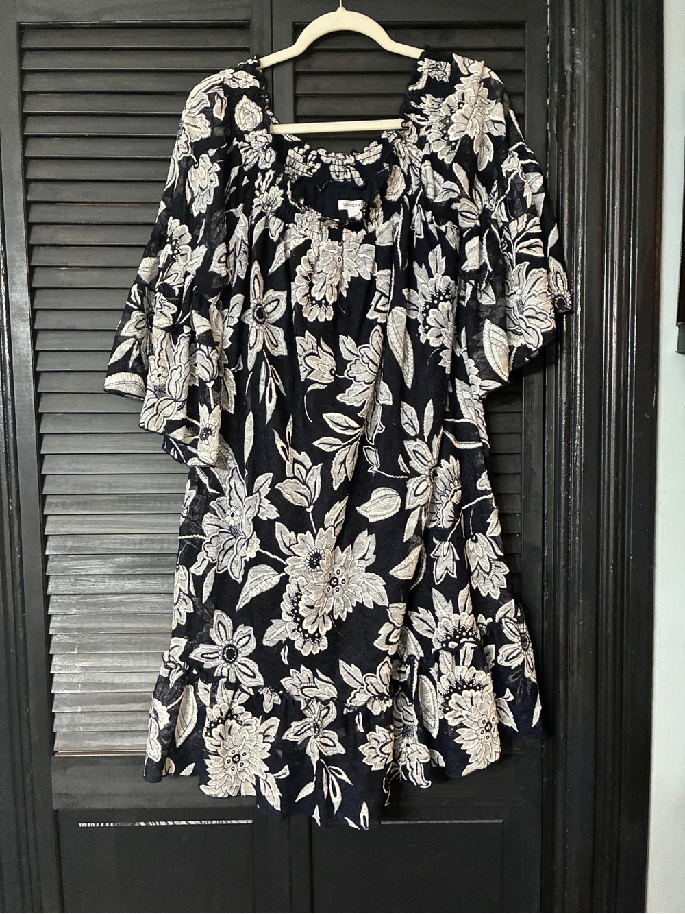Westport Black and White Floral Midi Dress